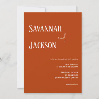Terracotta Modern Elegant Wedding Invitation
