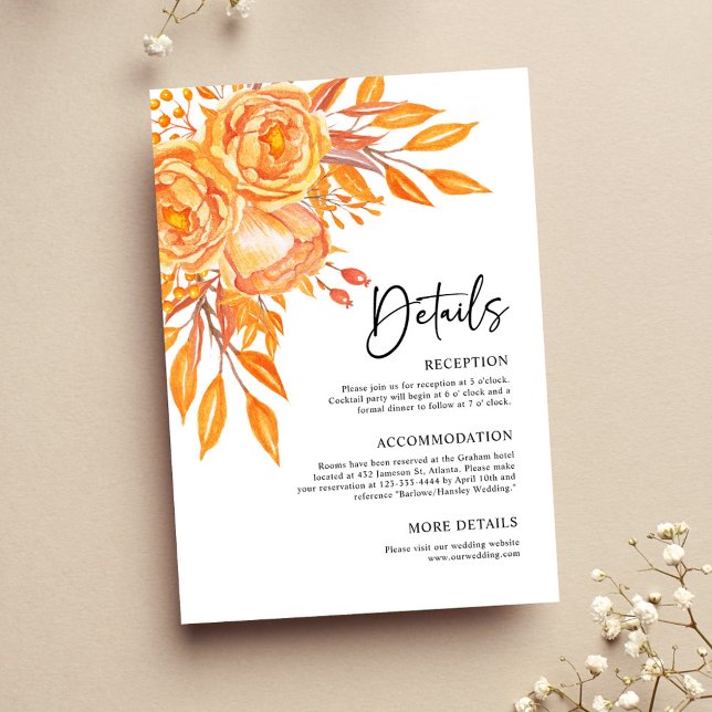 Terracotta Modern Floral Rustic Wedding Enclosure Card (Terracotta Modern Floral Rustic Wedding Enclosure Card)