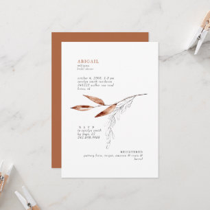 Terracotta Modern Foliage Bridal Shower Invitation