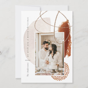 Terracotta Modern Geometric Photo Holiday Card