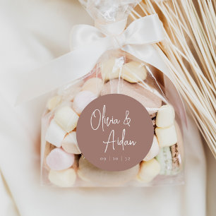 Terracotta Modern Handwritten Script Wedding Classic Round Sticker