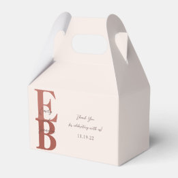 Terracotta Modern Large Initial Wedding Custom Favour Box