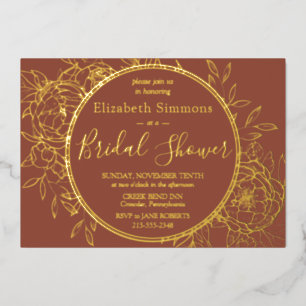 Terracotta Modern Line Peony Toile Bridal Shower