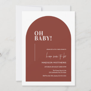 Terracotta Modern Minimal Arch Oh Baby Shower Invi Invitation