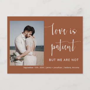 Terracotta Modern Minimal Script Photo Elopement Postcard