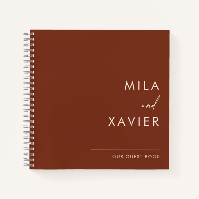 Terracotta | Modern Minimal Wedding Guest Book (Front)
