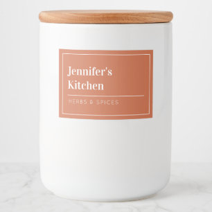 Terracotta Modern Minimalist Kitchen Food Label