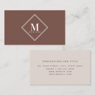 Terracotta Modern Minimalist Monogram Initial Business Card