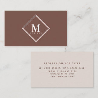 Terracotta Modern Minimalist Monogram Initial Business Card