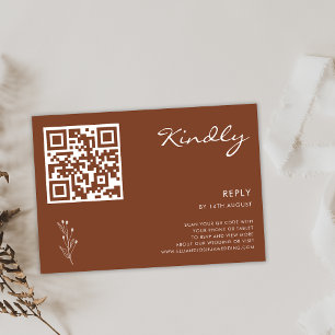 Terracotta Modern Minimalist RSVP QR Code Card