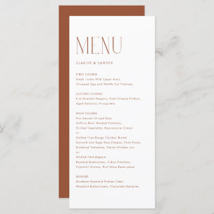 Terracotta Modern Minimalist Typography Wedding Menu