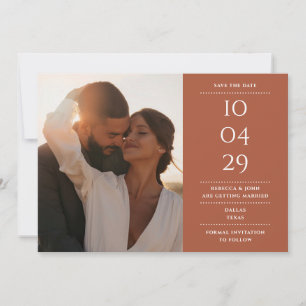 Terracotta Modern Minimalist Wedding Photo Save The Date