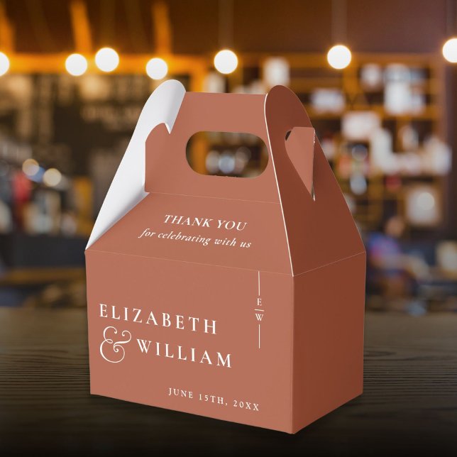 Terracotta Modern Monogram Wedding Thank You  Favour Box (Creator Uploaded)