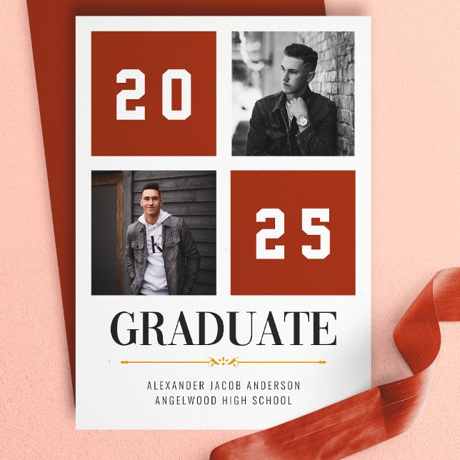 Terracotta Modern Photo Collage Grad Announcement (Creator Uploaded)