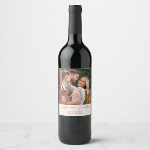 Terracotta Modern Photo Wedding Wine Label
