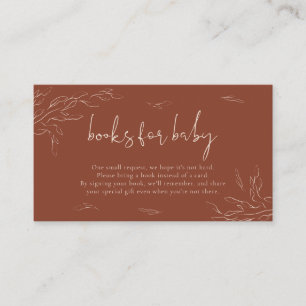Terracotta Modern Rustic Floral Book baby shower Enclosure Card