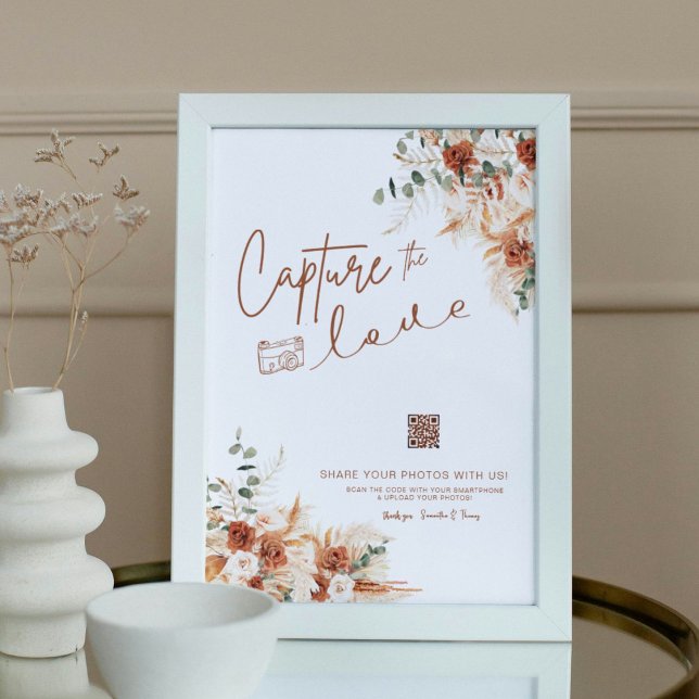 Terracotta Modern Script Capture The Love Wedding Poster (Creator Uploaded)