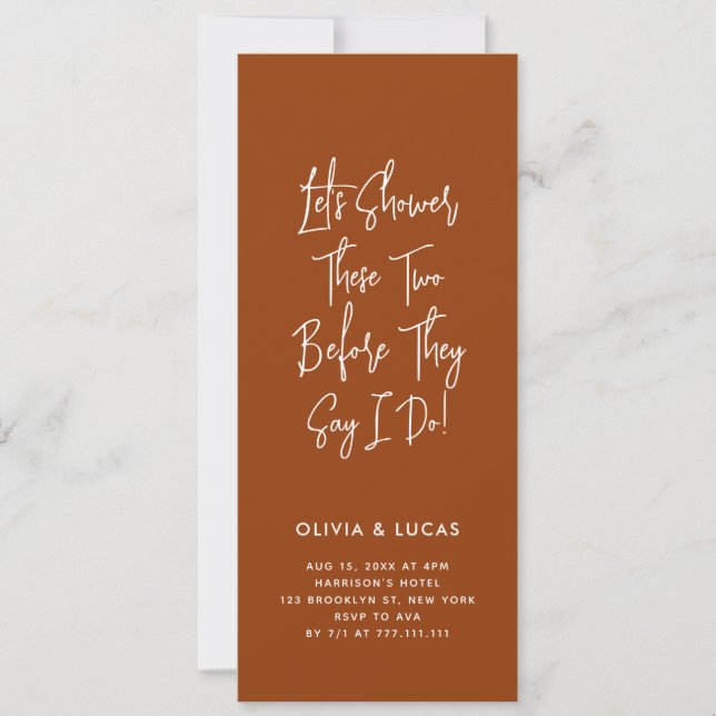 Terracotta Modern Script Couples Shower Invitation (Front)