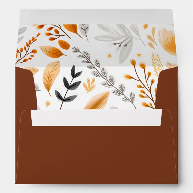 Terracotta Modern Script Elegant Fall Wedding Envelope (Back (Bottom))