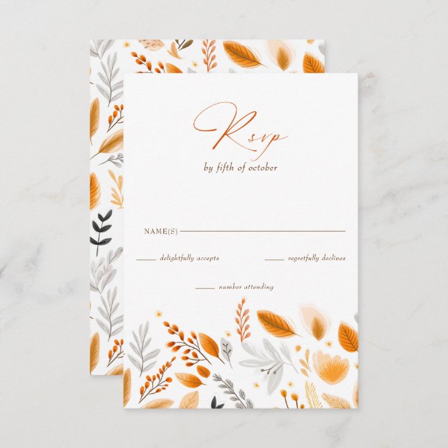 Terracotta Modern Script Elegant Fall Wedding RSVP Card (Front/Back)