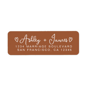 Terracotta Modern Script Hearts Return Address