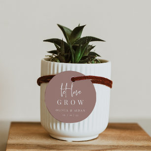 Terracotta Modern Script Let Love Grow Seed Plant Favour Tags