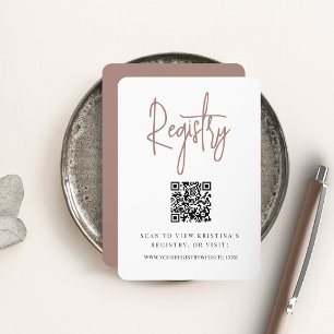 Terracotta   Modern Script QR Code Bridal Registry Enclosure Card