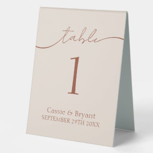 Terracotta Modern Script Wedding Table Number