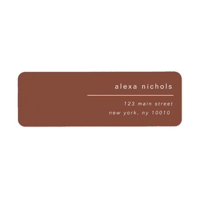 Terracotta Modern Simple Return Address Label (Front)