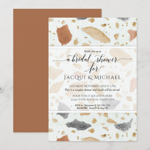 Terracotta Modern Terrazzo Abstract Couples Shower Invitation