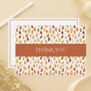 Terracotta Modern Watercolor Autumn Leaves Fall Thank You Card