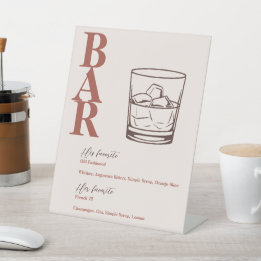 Terracotta Modern Wedding Bar Drink Pedestal Sign