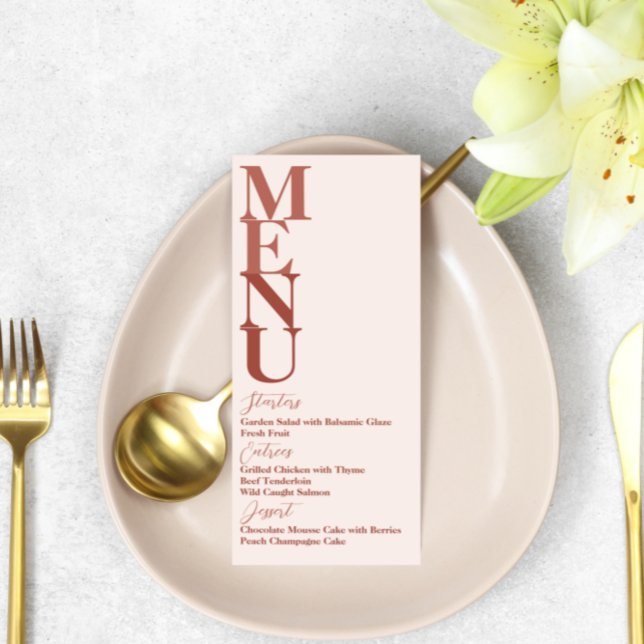 Terracotta Modern Wedding Simple Menu Card (Creator Uploaded)