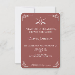 Terracotta Monogram and Arrows Bridal Shower Invitation