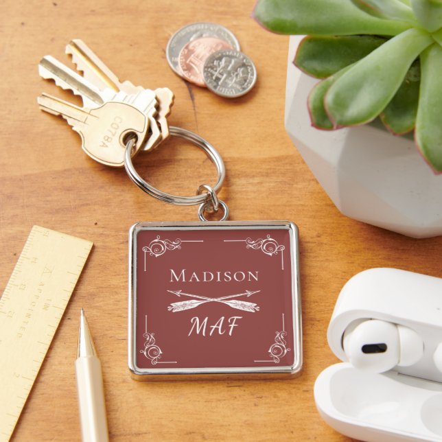 Terracotta Monogram and Arrows Key Ring (Desk)