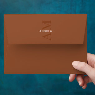 Terracotta Monogram and Name Envelope