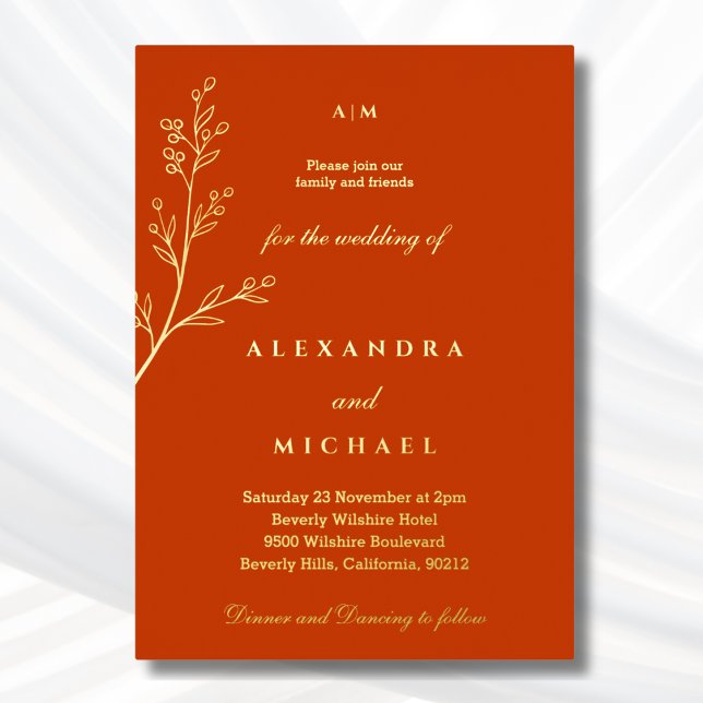 Terracotta Monogram Botanical Minimalist Gold (Creator Uploaded)