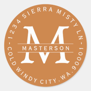 Terracotta Monogram Circular Address Labels II