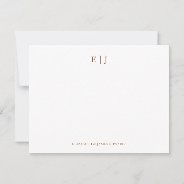 Terracotta Monogram Couple Initials Personalised Card (Front)
