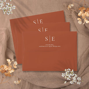 Terracotta Monogram Elegant Modern Return Address Envelope