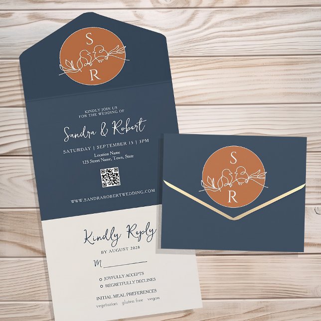 Terracotta Monogram Wedding All In One Invitation (Creator Uploaded)