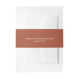 Terracotta Monogram Wedding Belly Band  Invitation Belly Band