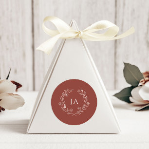 Terracotta Monogram Wedding Classic Round Sticker