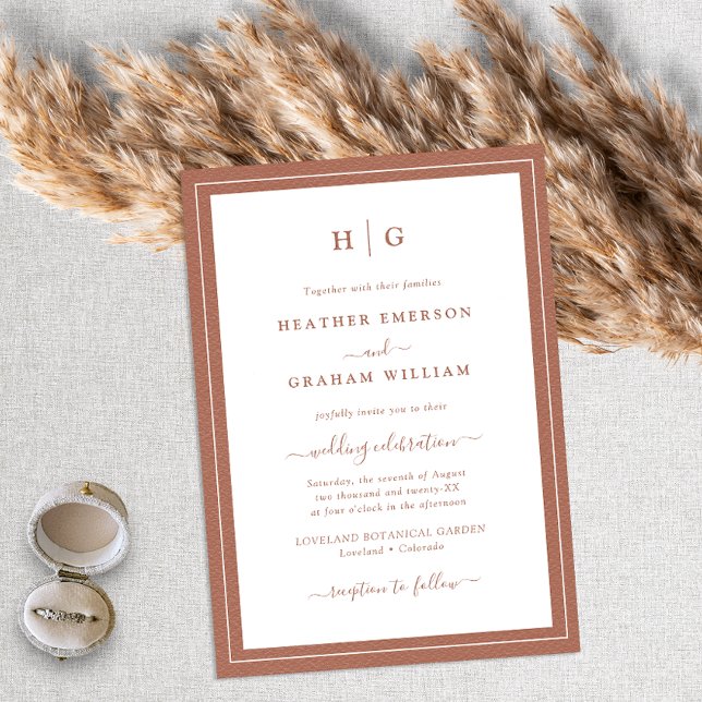 Terracotta Monogram Wedding Invitation (Creator Uploaded)