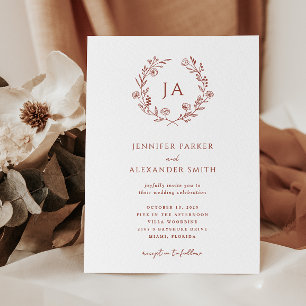 Terracotta Monogram Wedding Invitation