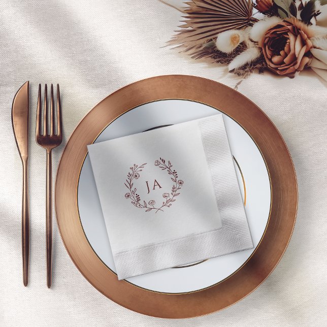  Terracotta Monogram Wedding Napkin (Creator Uploaded)