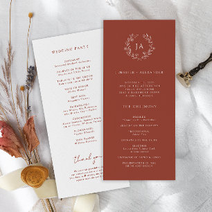 Terracotta Monogram Wedding Programme