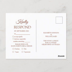Terracotta Monogram Wedding RSVP Invitation  Postcard