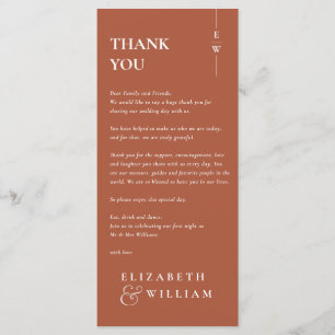 Terracotta Monogram Wedding Thank You Place Card