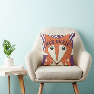 Terracotta Monogramed Stylised Fox Pillow